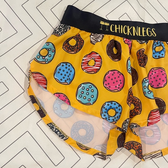 Chicknlegs Yellow Donut Running Shorts - Picture 2 of 11